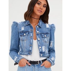 🦋Puff Shoulder Cropped Denim Jacket🦋